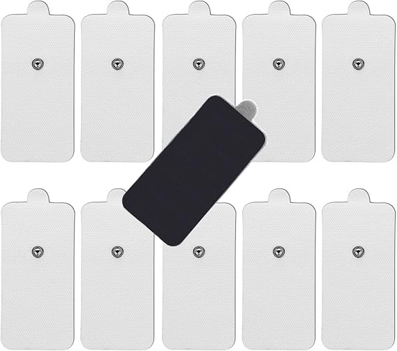10 Pieces Large TENS Unit Replacement Pads - 2x4 Inch Self-Adhesive Electrodes with 3.5mm Snap - Compatible with Most TENS Massagers - Durable and Reusable