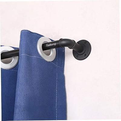 Industrial Curtain Rod, Rustic French Pipe Curtain Rod, Curtain Rods for Windows 48 to 84 Inch, Blackout Wrap Around Curtain Rod, 48-86 Inch, Black