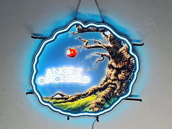 Queen Sense 24"x22" Angry Orchard Hard Cider LED Sign Light Neon Signs Lights Wall Party Decor Lamp With Dimmer A124AOVVD-XLED