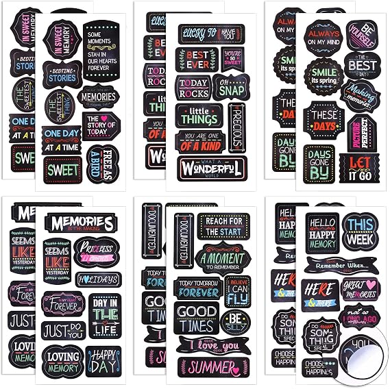 12 Sheets Family Scrapbook Stickers Friends Retirement Memories Scrapbooking Stickers Vintage Family Sticker Inspirational Scrapbook Photo Album Sticker Supplies for Planner Book Crafts Laptop Window