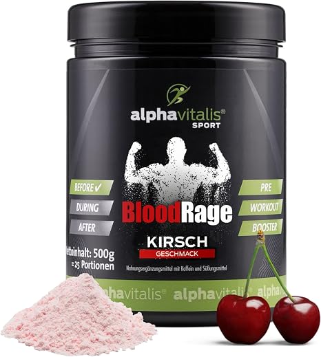 Pre Workout Booster 500g Blood Rage with Caffeine - Delicious Cherry