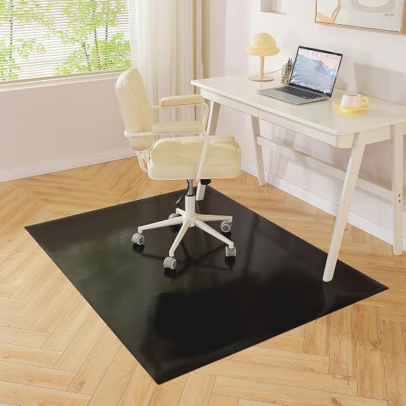 Black Office Chair Mat for Hardwood Floor, 48 x 72 in Desk Floor Protector