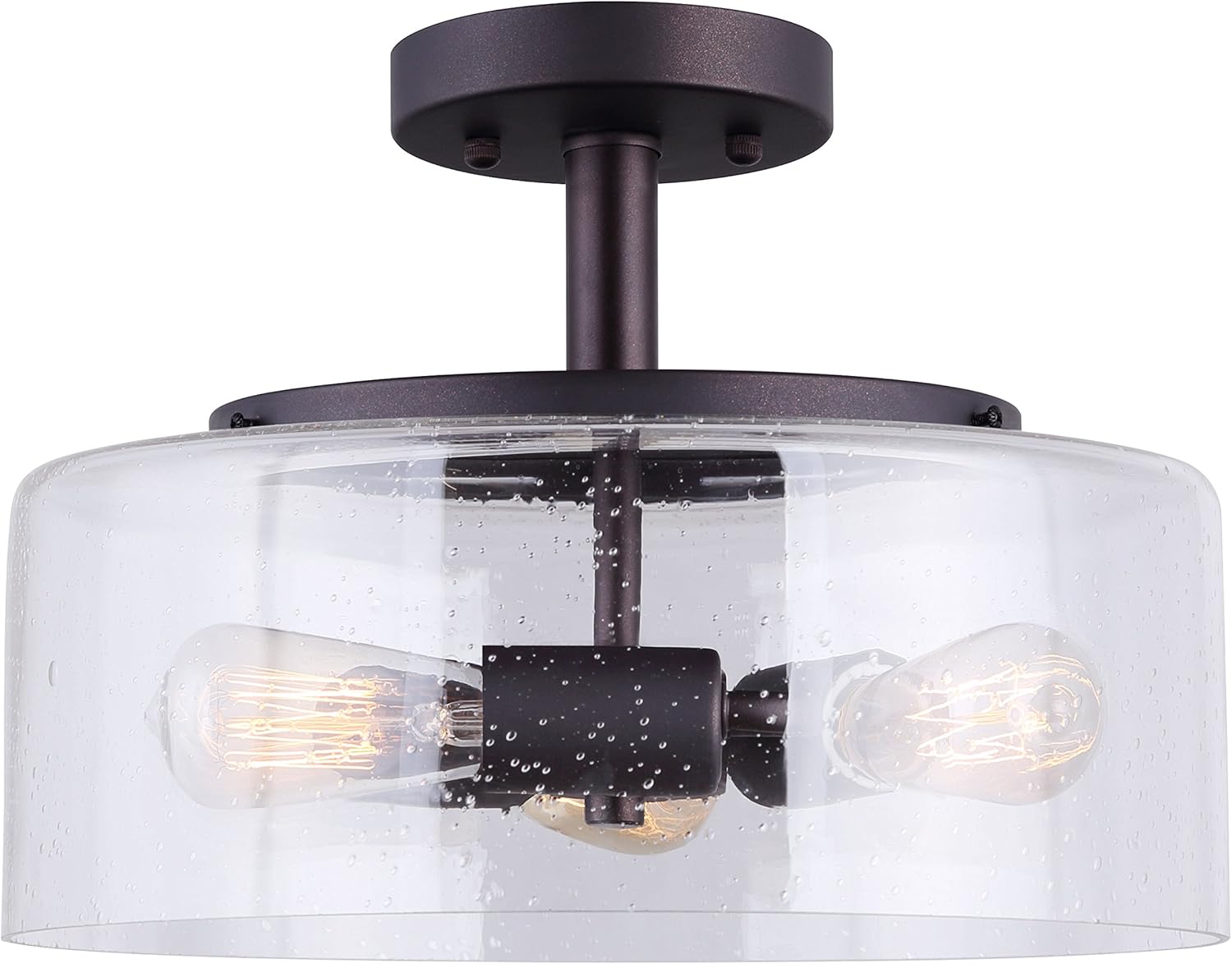 CANARM ISF633A03ORB Nash 3 Bulb Semi-Flush Mount with Seeded Glass, Oil Rubbed Bronze