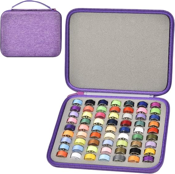 63 Slots Bobbin Case Holder - Bobbins Thread Organizer Storage - Spools Box Compatible with Brother for Singer for Babylock for Janome for Kenmore Sewing Machine (Purple)