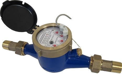 PRM 1 Inch Multi-Jet Brass Totalizing Water Meter with Pulse Output Sealed Dry Dial, Magnetic Drive, Internal Strainer, Polyethylene Measuring Chamber, 104F Max Temp, 150 psi Max Pressure