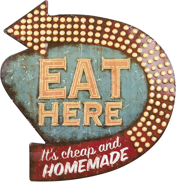 Creative Co-Op Tin Eat Here Retro Wall Decor