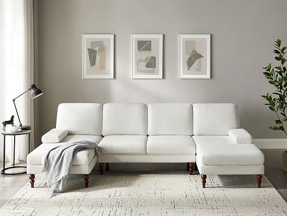 U Shaped Sofa Living Room Sectional Couch, Minimalist Modern Large Lounge Sofa Set for Apartment, Easy Assembly 105" Comfy Couch