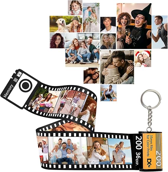 Personalised Camera Film Roll Keychain, Custom Camera Roll Film Keyring with Photo 10/15/20/25 Pcs, Customised Gifts For Christmas Holiday Birthday Anniversary Day for Lovers, Family, Friend