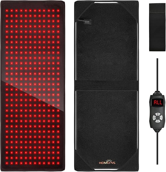 HOMLYNS Red Light Therapy Pad, 31.5" 11.8" Infrared Light Therapy Pad with 5 Light and 6 Timer Levels, 360 3-in-1 LED Modules, 660nm & 850nm Near Infrared with Pulse Mode