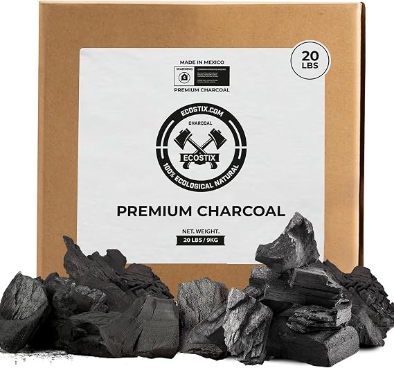 Hardwood Lump Charcoal 100% All Natural Super Premium Burns Hotter, Longer and Cleaner BIG Chunks Restaurant Quality 20 Pounds