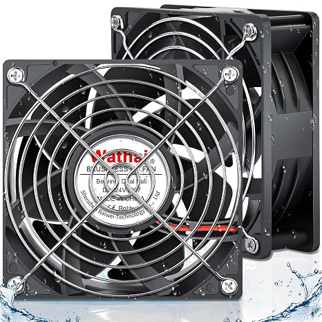 Wathai 2pcs IP67 120mm x 38mm 24V Waterproof Exhaust Fan Ball High CFM 1238