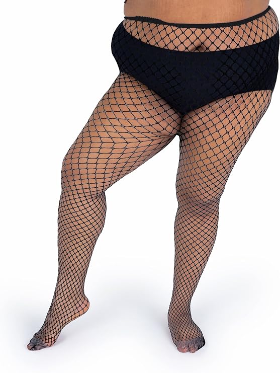 Plus Size Fishnet Tights For Women, No-Rip Pantyhose, Nylon Mesh Stockings