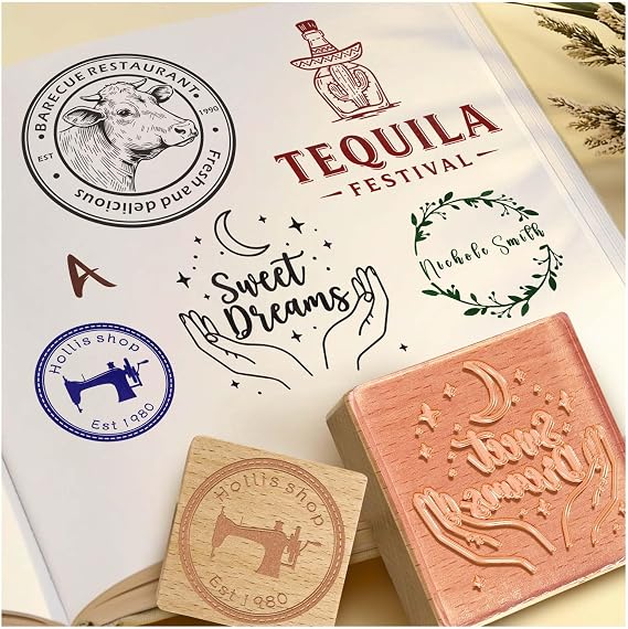 Custom Stamp with Logo, Rubber Stamps with Multiple Size, Personalized Business Logo Stamp, Wedding/Book Seal (Square)