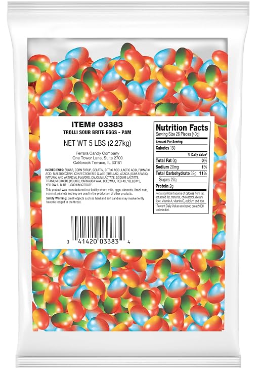 Trolli Sour Brite Eggs Gummy Candy, 5 Pound Bulk Bag