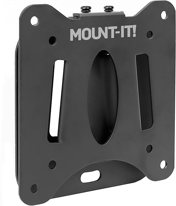 Mount-It! Ultra Low Profile Fixed TV Wall Mount for 13 to 32" Inch Screens, Slim TV Wall Mount Fits VESA 75 and 100 mm, Flush TV Bracket 0.55" Design with 60 lb Capacity, Built-in Bubble Level