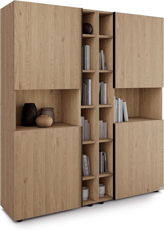 Mobili Fiver, Romina Modular Bookcase (60.34 x 68.34 in), Light Oak, Made in Italy