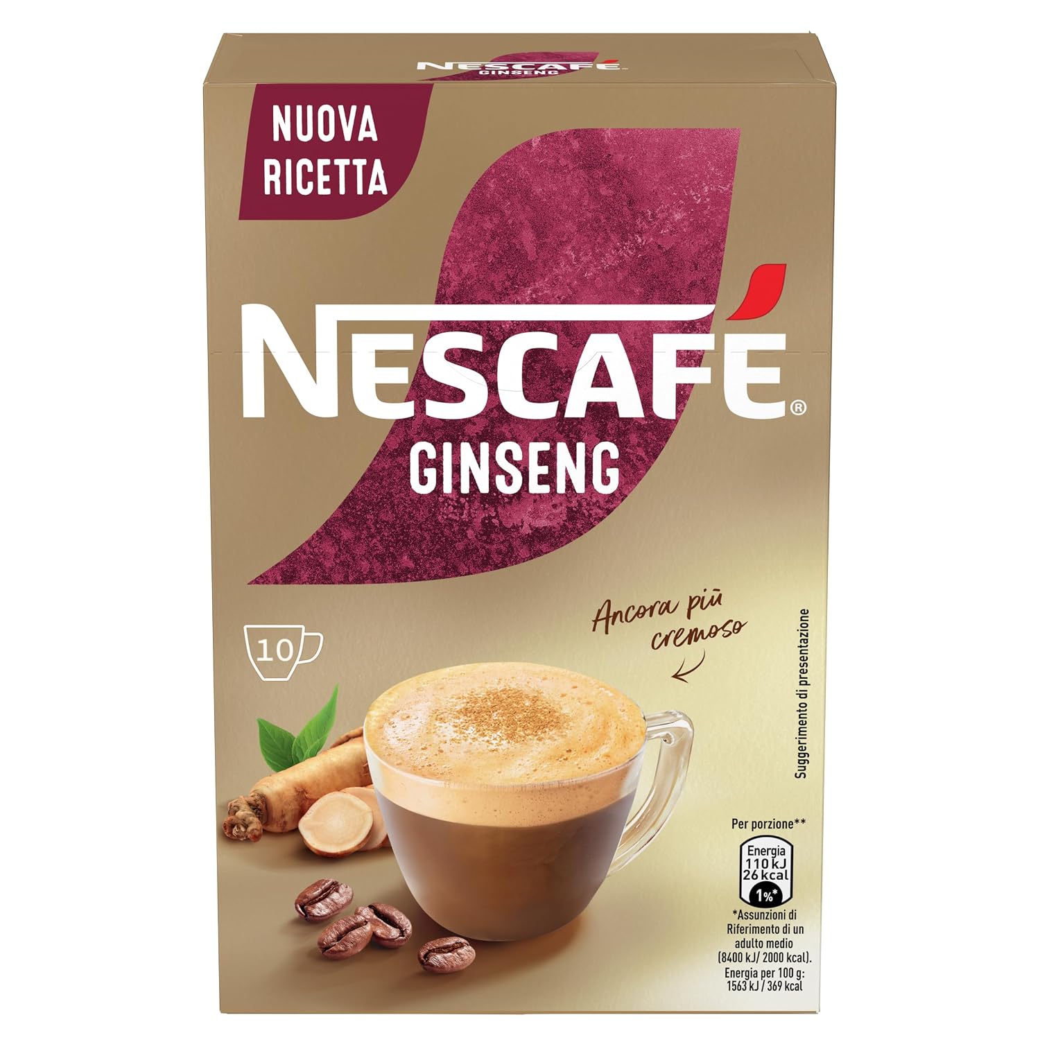 Nescafe Ginseng Coffee Instant 10 Ct. Made in Italy