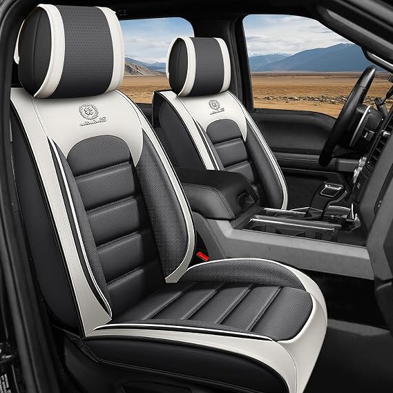 Car Seat Covers Full Set for Toyota Tacoma 2007-2026,Gray White 5PCS