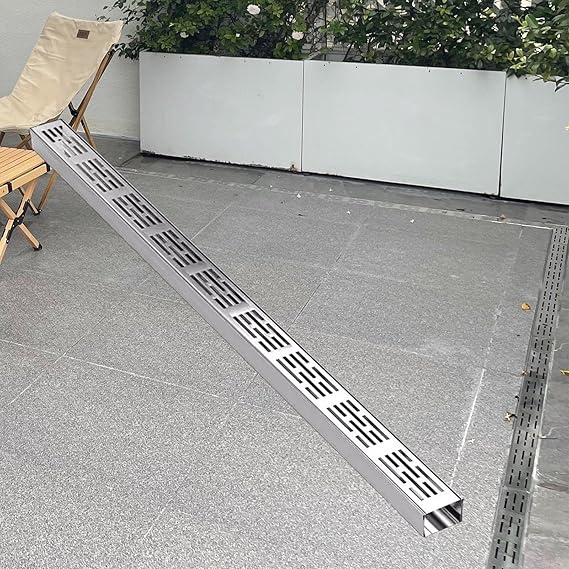 Trench Drain System for Yard Driveway Patio Underground, 1 2 3 4 6 Inch Wide Heavy Duty Channel Drain Kit/Metal Stainless Steel Storm Drain Grate/Garage French Drain with Holes(1000x35x30mm)