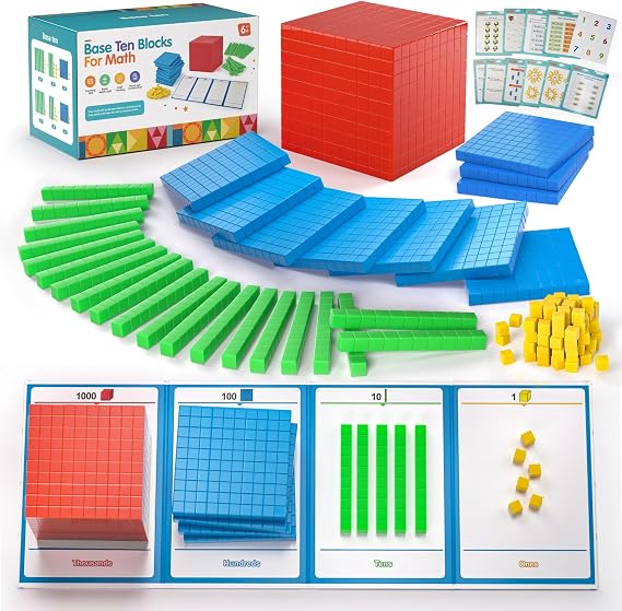 Plastic Base Ten Blocks 143 pcs Base 10 Math Manipulatives for Kids