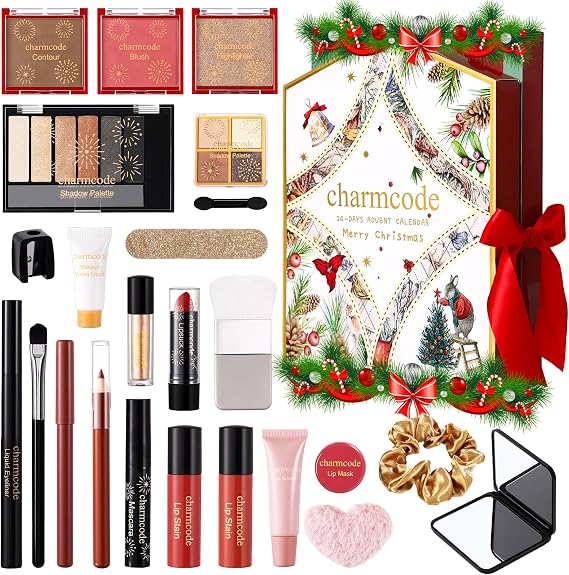 CHARMCODE Makeup Advent Calendar 2025, 24 Days Christmas Countdown Calendar Gift Set for Adult Women Teen Girls, Xmas Holiday Beauty & Cosmetic Surprise Make up Kit for Women Full Kit