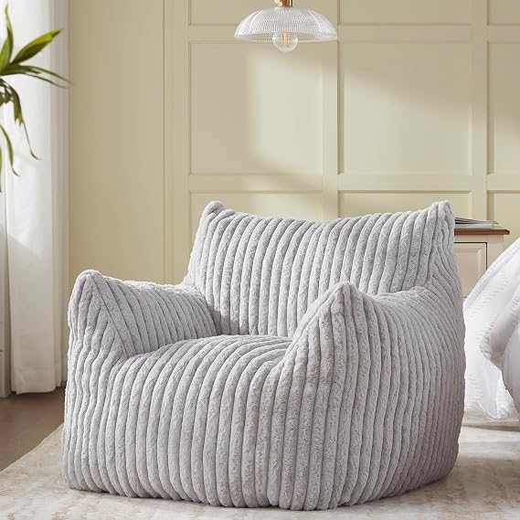Achicsofar Bean Bag Chair for Adults Teens, Comfy Faux Fur Beanbag Armchair