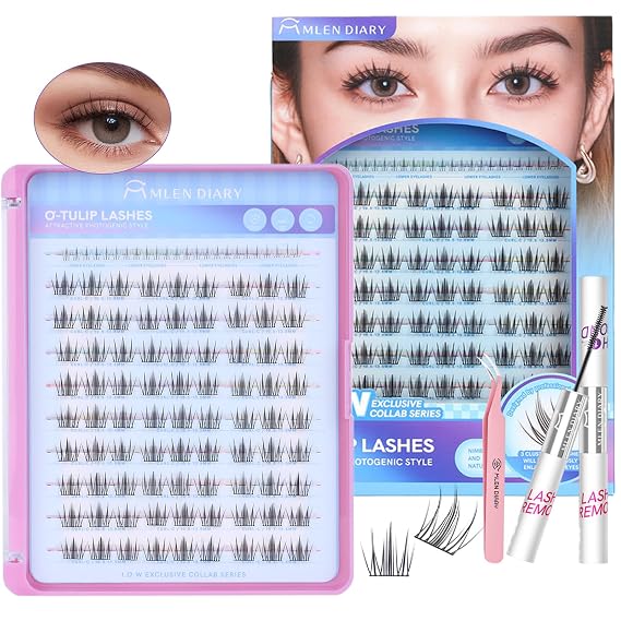 Lash Clusters Natural with Remover, 114 Pcs Wispy DIY Eyelash Extensions Kit, Handmade Lightweight Compact Design,Gift for Beauty Lovers, C Curl