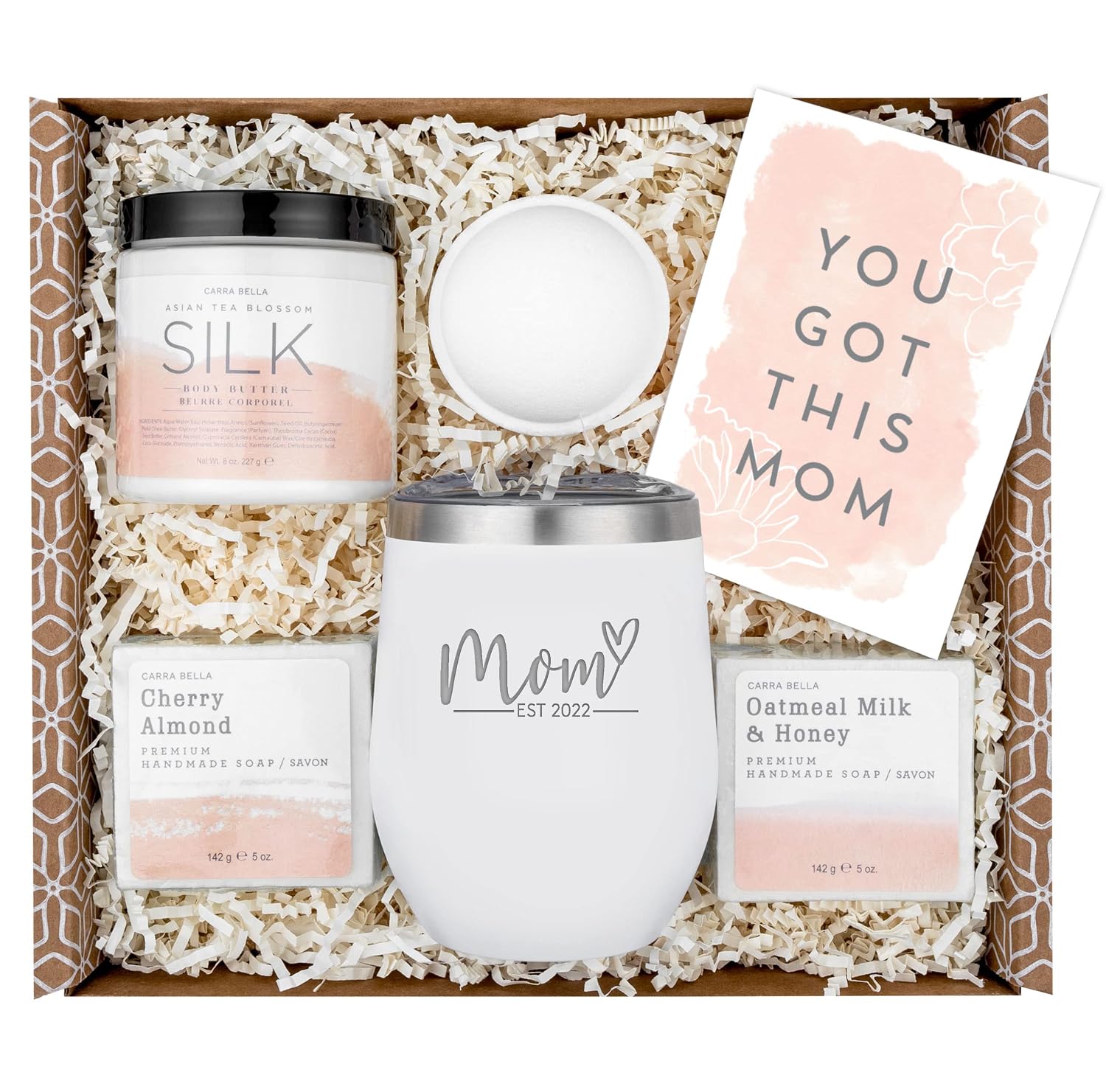 New Mom Gifts for Women - Mom Est. 2022 Spa Gifts Basket w White Tumbler - Relaxing Gifts Basket for New Moms - Pregnancy Gifts First Time Mom after Birth