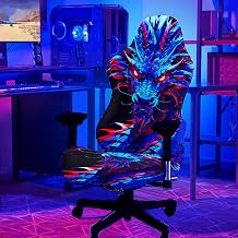 Simpkeely Blacklight Gaming Chair Cover – UV Reactive Neon Dragon Esports Chair Slipcover, Glow in the Dark Fantasy Dragon Chair Protector, Stretchable & Washable for Gaming & Office Chairs
