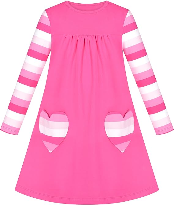 Sunny Fashion Girls Dress Long Sleeve Butterfly Color Contrast Casual Wearing