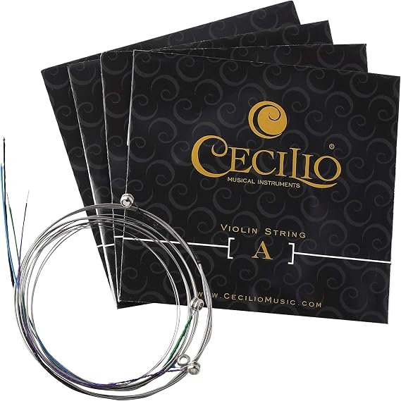 Cecilio Stainless Steel Violin Strings 4/4 Full Set with E, A, D, G Strings for Electric and Acoustic Violins - Reliable and Affordable Replacement for your Fiddle