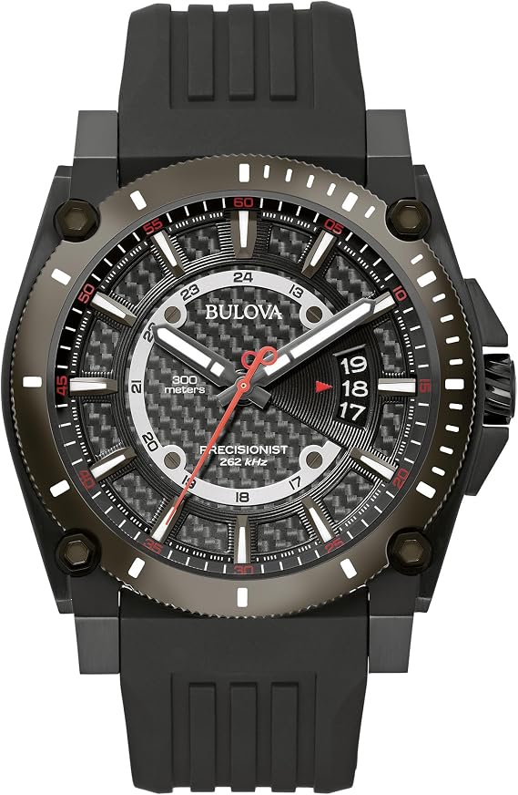 Bulova Men's Icon High Performance Quartz Chronograph Black Stainless Steel Watch with Polyurethane Strap, Black Dial Style: 98B417