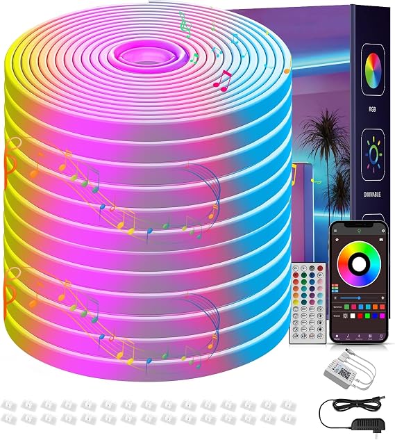 Ledagic 50FT RGB Led Neon Rope Lights Outdoor with Remote & App Control