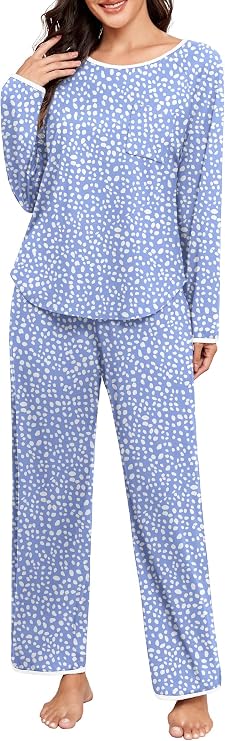PrinStory Women 2025 Fall and Winter Pajamas Set Long Sleeve Ladies Pjs 2 Piece Pajama Lounge Sets