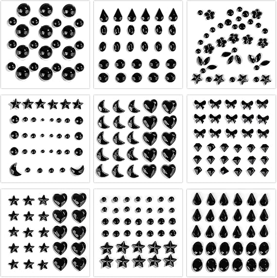9 Sheets Self Adhesive Rhinestones Face Gemstone Stickers