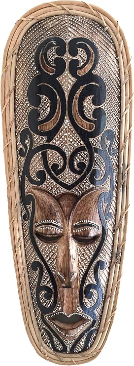 OMA African Mask Wall Hanging Wood Carved Goddess Of Love & Protection African Home Decor Gift - LARGE SZ - 21"