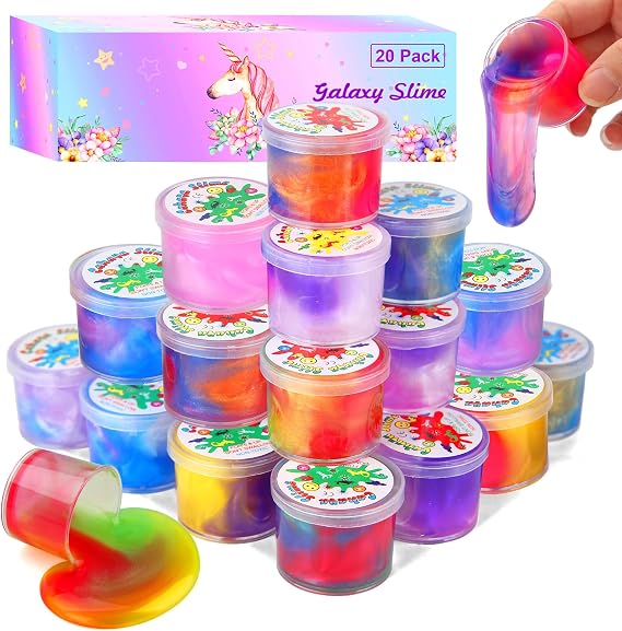 20 Pack Galaxy Slime, Slime Party Favors for Kids Slime Goodie Bag Easter Basket Stuffers Birthday Gifts Class Prizes Girls Boys Adults Stress Relief