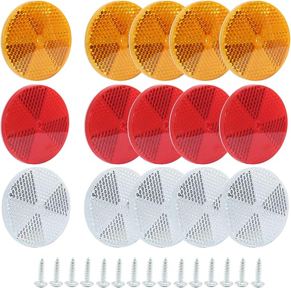 15 Pack Round Reflector, Front Reflector with Mounting Screw