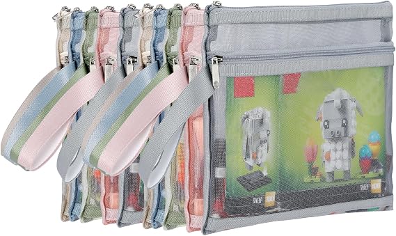 Colored Mesh Zipper Pouch Bags, Puzzle Sets Toy Storage & Organization