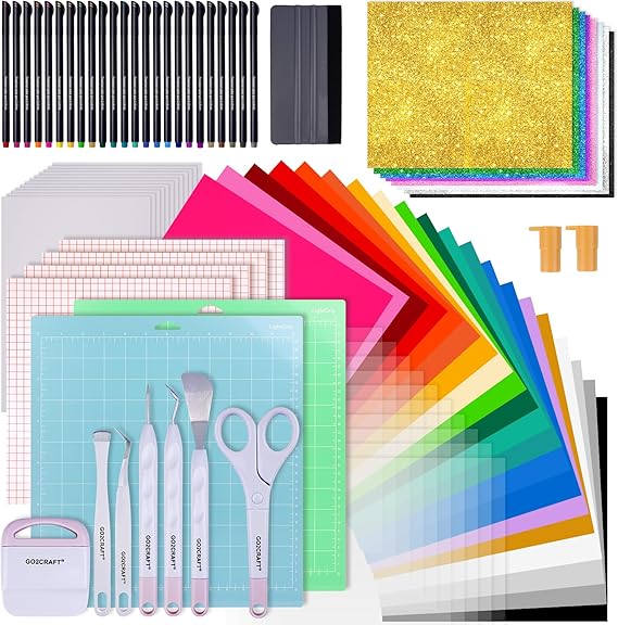 GO2CRAFT All-in-One Accessories Bundle, 90Pcs Ultimate Tools and Vinyl
