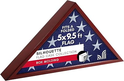Americanflat Large Flag Display Case - Fits Folded 5x9.5 Burial Flags - Silhouette Collection - Display Box for Wall or Tabletop - Mahogany