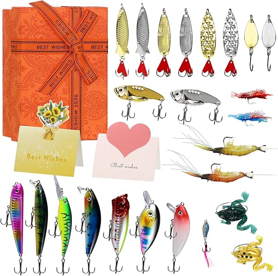 Fishing Gifts for Teenage Boys, 24 Pcs Fishing Lure Accessories