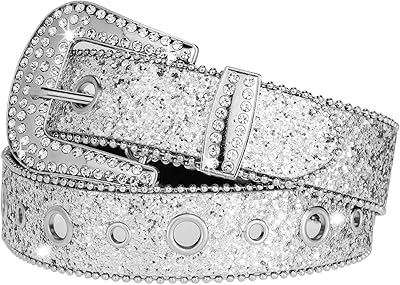 Womens Western Rhinestones Belt Fashion Cowgirl Belts Cowboy Bling Studded Diamond Waist Belt for Jeans Pants