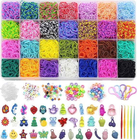 12800+ Rubber Bands Bracelet Kit in 28 Unique Colors, Loom Bracelet Craft Kit with Accessories for Kids Gift, Loom Rubber Bands