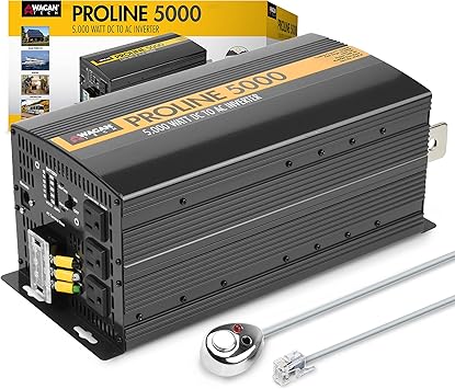 Wagan EL3744 12V 5000 Watt Power Inverter with Remote Control, 10000 Watt Surge Peak Proline Power Converter for Home RV Camping Van Life Off Grid