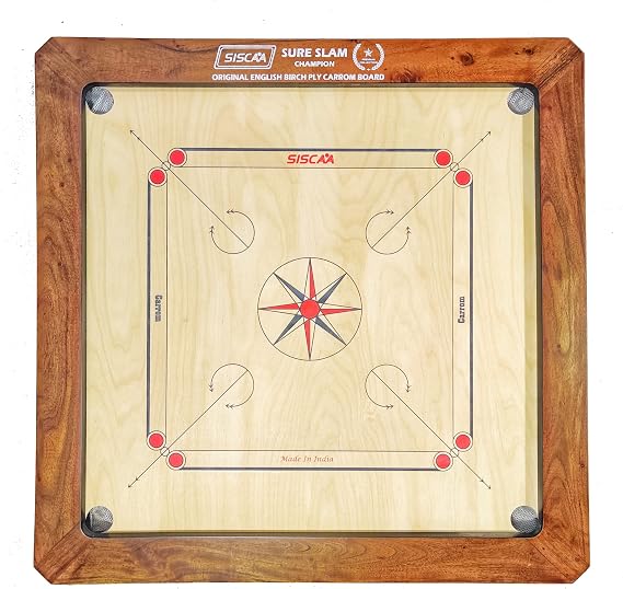 SISCAA Carrom Board Sure SLAM Indoor Board Game Approved by Carrom Federation of India & Maharashtra Carrom Association Jumbo, 36mm
