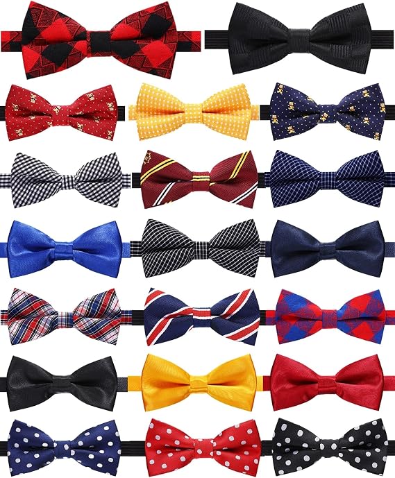 Zhanmai 20 Pcs Boys Bow Ties Pre-tied Bow Ties Bulk with Adjustable Neck Band for Kids Wedding Birthday Party(Classic Style)