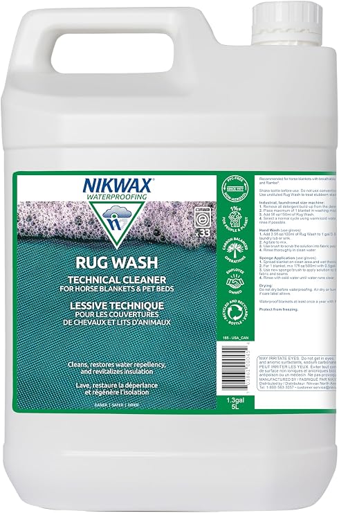 Nikwax Rug Wash, 5L, Detergent for Synthetic horse blankets, Pet beds, turnout sheets,