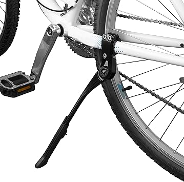 BV Rear Bike Stand for 24"-28" Bikes - Adjustable Bike Kickstand for Adult Bike with 8 Height Levels, Non-Slip Foot & Clamp Grip Black, Capacity 55 lbs, Single Mount