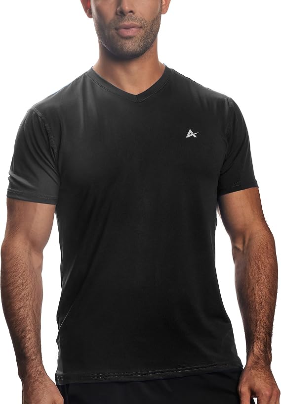 Arctic Cool Mens V-Neck Instant Cooling Moisture Wicking Performance UPF 50+ Short Sleeve Workout Shirt